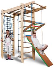 Дитячий спортивний куточок з рукоходом SportBaby Спартак 5-240, Сосна-Бук, 210 × 80 × 240 см, від 2-х років до 130 кг